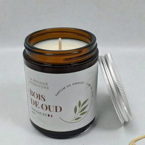 Bougie Parfumée Bois de Oud - Cire de Soja Naturelle 140g