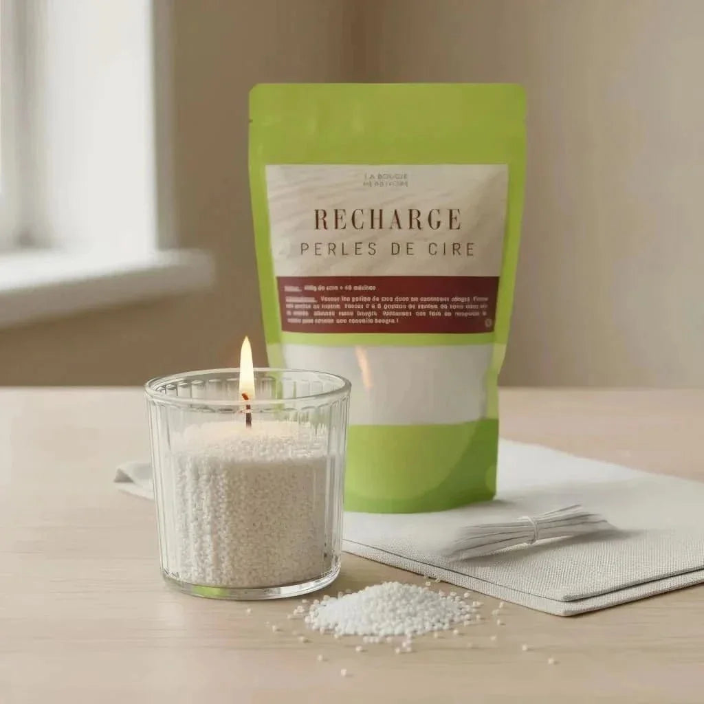 Recharge bougie perlée DIY en cire végétale